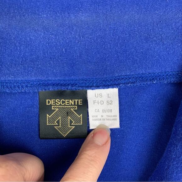 Descente womens large cotton Blue Quarter-Zip pullover shirt long sleeve ski log - Picture 3 of 10